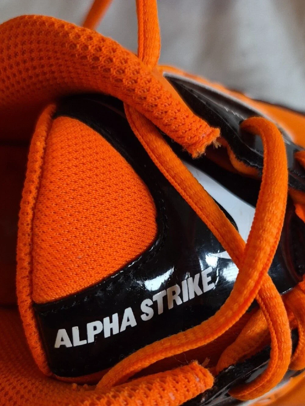 Nike Alpha Orange and Black Low-Top Baseball Cleats with White Swoosh Size 14
